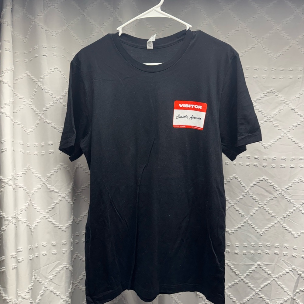 Childish Gambino Merch Large Unisex Black Short-Sleeve with Red Visitor Patch